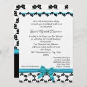 Invitation Bat mitzvah ruban et fleurs (Devant / Derrière)