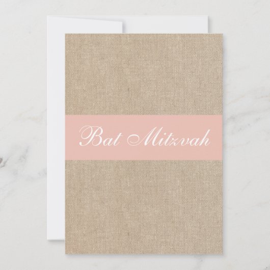 Invitation Bat mitzvah Shabby Chic Peach Burlap (Devant)
