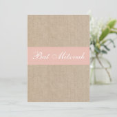 Invitation Bat mitzvah Shabby Chic Peach Burlap (Debout devant)