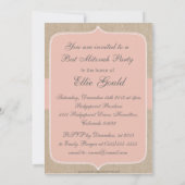 Invitation Bat mitzvah Shabby Chic Peach Burlap (Dos)