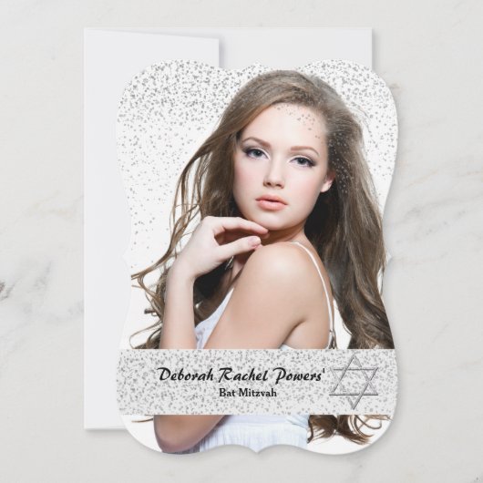 Invitation Bat mitzvah Silver Confetti (Devant)