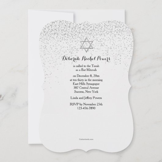 Invitation Bat mitzvah Silver Confetti (Dos)