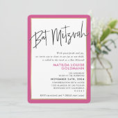 Invitation BAT MITZVAH simple minimaliste moderne cadre or ro (Debout devant)