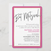 Invitation BAT MITZVAH simple minimaliste moderne cadre or ro (Devant)