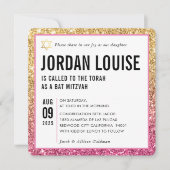 Invitation BAT MITZVAH simple moderne chic parties scintillan (Devant)