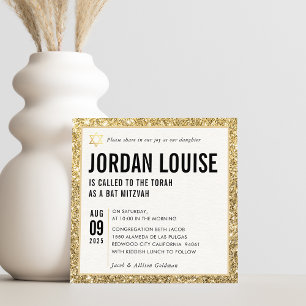 Invitation BAT MITZVAH simple moderne chic parties scintillan