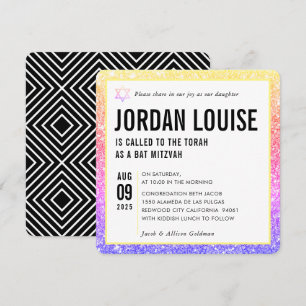 Invitation BAT MITZVAH simple moderne chic parties scintillan