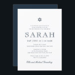 Invitation Bat mitzvah Simple moderne étoile de David<br><div class="desc">Composé d'un script ludique et de la typographie san serif; Tout sur un fond d'arrière - plan blanc. Il est conçu par Select Party Supplies,  exclusif pour Zazzle. Disponible ici : http://www.zazzle.com/store/selectpartysupplies</div>