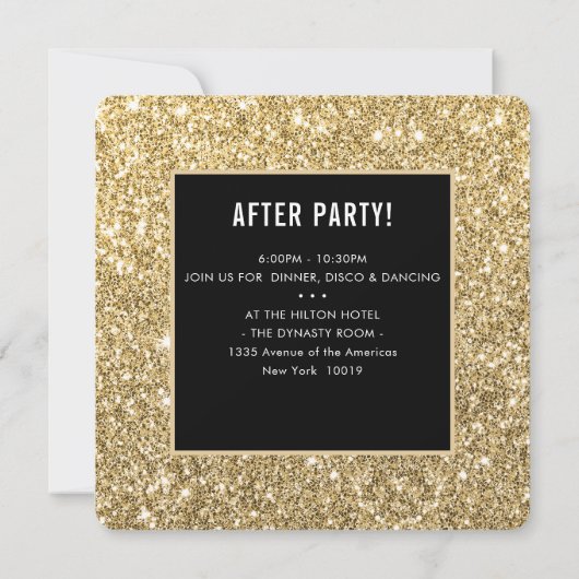 Invitation BAT MITZVAH simple moderne glam noir parties scint (Dos)