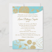 Invitation Bat mitzvah sportif Bleu et Or (Devant)