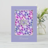Invitation Bat Mitzvah Star of David Damask (Debout devant)