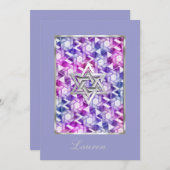 Invitation Bat Mitzvah Star of David Damask (Devant / Derrière)