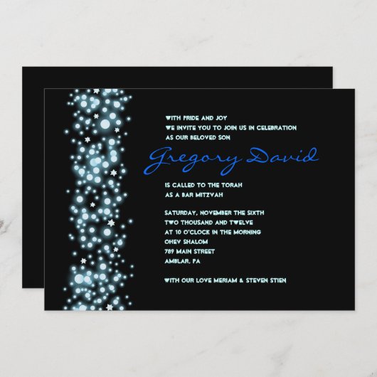 Invitation Bat mitzvah STARRY NIGHT Bar (Devant / Derrière)
