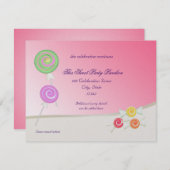 Invitation Bat mitzvah sucré Candy (Devant / Derrière)