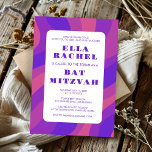 Invitation Bat mitzvah Super à barres  pourpre personnalisé<br><div class="desc">Carte parfaite pour annoncer un bat mitzvah, bar mitzvah ou une autre célébration juive ! La main a fait de l'art pour vous. ENTIÈREMENT PERSONNALISABLE ! Cliquez sur "Personnaliser" ci-dessus pour modifier le texte. Cliquez sur "modifier à l'aide de l'outil de conception" pour ajuster les polices, les couleurs et les...</div>