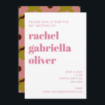 Invitation Bat mitzvah Super Retro Boho Rose<br><div class="desc">Ajoutez une vibe super rétro à votre bat mitzvah avec ces invitations amusantes boho rose et vert fleuris.</div>