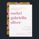 Invitation Bat mitzvah Super Retro Boho Rose<br><div class="desc">Ajoutez une vibe super rétro à votre bat mitzvah avec ces invitations amusantes boho rose et vert fleuris.</div>