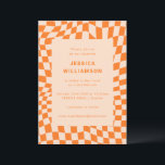 Invitation Bat mitzvah super Retro Orange<br><div class="desc">Invitation du Bat mitzvah super Retro Orange Abstrait Checkerboard</div>