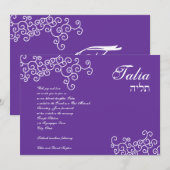 Invitation Bat mitzvah Talia 216 Choix de couleurs (Devant / Derrière)