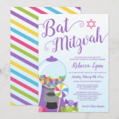 Invitation Bat mitzvah tendance Candy (Devant / Derrière)