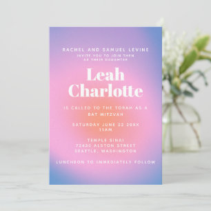 Invitation Bat mitzvah tendance Retro rose et violet