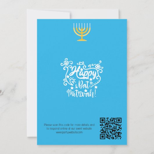 Invitation bat mitzvah : Thème plage, QR (Dos)