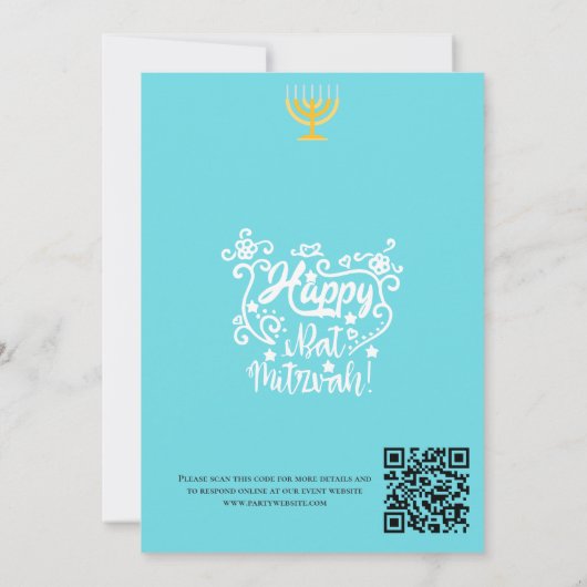 Invitation bat mitzvah : Thème plage, QR (Dos)