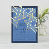 Invitation Bat mitzvah Transparent Gold Star de David (Debout devant)