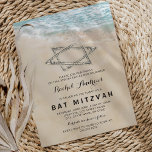 Invitation Bat mitzvah tropical<br><div class="desc">Des invitations à des soirées bat mitzvah sur la plage avec un arrière - plan d'île tropicale d'été,  une plage de sable vintage avec l'étoile david sur le rivage,  et un modèle mitzvah facile à personnaliser.</div>