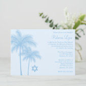 Invitation Bat mitzvah tropical de palmier bleu clair (Debout devant)