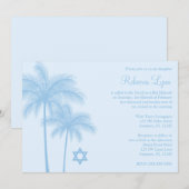 Invitation Bat mitzvah tropical de palmier bleu clair (Devant / Derrière)