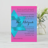 Invitation Bat mitzvah Turquoise à rose Ombre avec étoile (Debout devant)