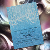 Invitation Bat mitzvah Turquoise Bleu Blanc Extra Sparkly