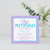 Invitation Bat mitzvah Turquoise bleu Chevron Purp (Debout devant)