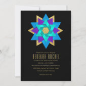 Invitation Bat mitzvah Turquoise bleu violet Aqua Star Flower (Devant)