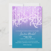 Invitation Bat mitzvah Turquoise Bleu Violet Éclairage (Devant)