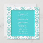 Invitation Bat mitzvah turquoise Blue Damask (Dos)
