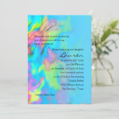 Invitation Bat mitzvah Turquoise Blue Lime Pink Tie Dye (Debout devant)