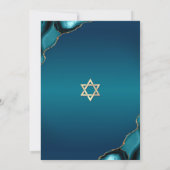 Invitation Bat Mitzvah Turquoise Ombré Agate Or Script Gras (Dos)