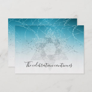 Invitation Bat mitzvah Turquoise Star Glittery Après La Fête