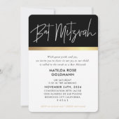 Invitation BAT MITZVAH ultra-tendance moderne et design or no (Devant)