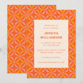 Invitation Bat mitzvah unique géométrique orange du milieu du (Devant / Derrière)