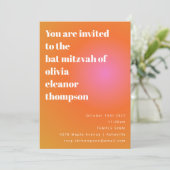 Invitation Bat mitzvah unique Retro Orange Rose (Debout devant)