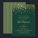 Invitation Bat mitzvah vert Faux Gold Foil Confetti<br><div class="desc">Famille Invitation et amis au Bat mitzvah de votre fille avec cette élégante invitation or et vert foncé. Il comporte des points confettis en faux or et des motif rayures. Personnalisez en ajoutant le nom,  la date,  l'heure,  le lieu et d'autres détails de l'événement. Des éléments correspondants sont disponibles.</div>