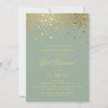 Invitation Bat mitzvah vert Faux Gold Foil Confetti Sage<br><div class="desc">Famille Invitation et amis au Bat mitzvah de votre fille avec cette élégante invitation en or et en terre cuite. Il comporte des points de confettis en faux or et un script élégant. Personnalisez en ajoutant le nom, la date, l'heure, le lieu et d'autres détails de l'événement. Des éléments correspondants...</div>