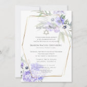 Invitation BAT MITZVAH | Violet Anémone Floral Verse 2 (Devant)