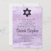 Invitation Bat mitzvah violet, Aquarelle, Violet, Parties sci (Devant)