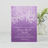 Invitation Bat mitzvah violet blanc Extra Sparkly (Debout devant)