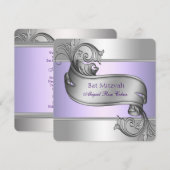 Invitation Bat mitzvah violet de lavande (Devant / Derrière)