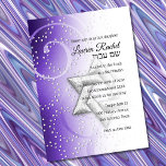 Invitation Bat mitzvah violet étoile de David<br><div class="desc">Bar Mitzvah and Bat Mitzvah invitation sets design by Umua. Printed and shipped by Zazzle or its partenaires.</div>